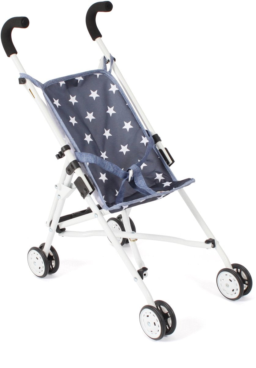 Bayer poppen buggy - roma - sterren - donker blauw, wit