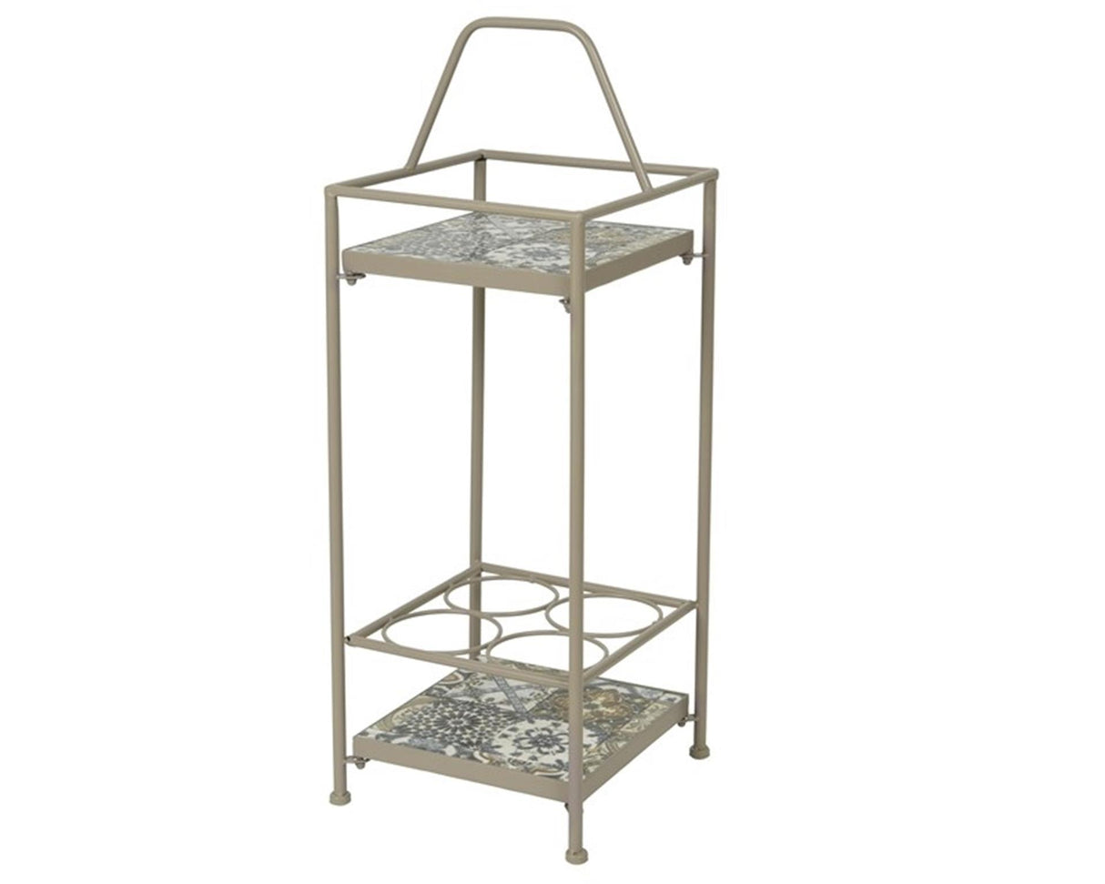 Decoris toulouse buitenwijnrek serveertafel taupe met mozaiek-inleg 28x26x74.5cm