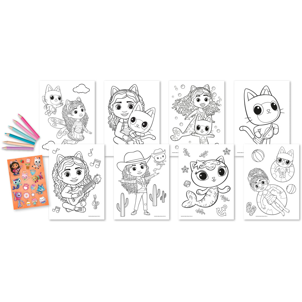 Gabby's poppenhuis gabby's dollhouse kleur- + stickerset