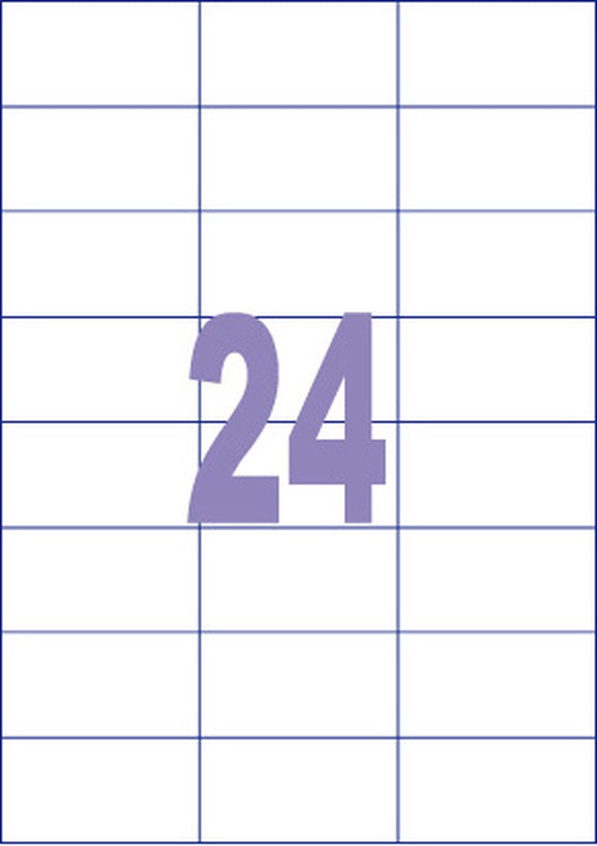 Kangaro etiketten - universeel - zelfklevend - inkjet laser kopieer - 70x37mm - 100 vel - 24 stickers per vel - k-7037