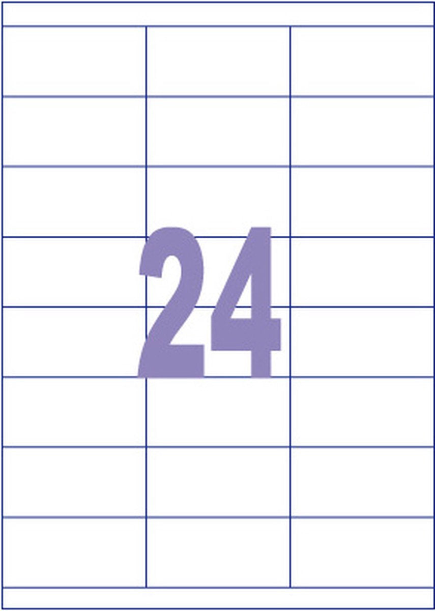 Kangaro etiketten - universeel - inkjet laser kopieer - 70x35mm - 100 vel - 24 stickers per vel - k-7035