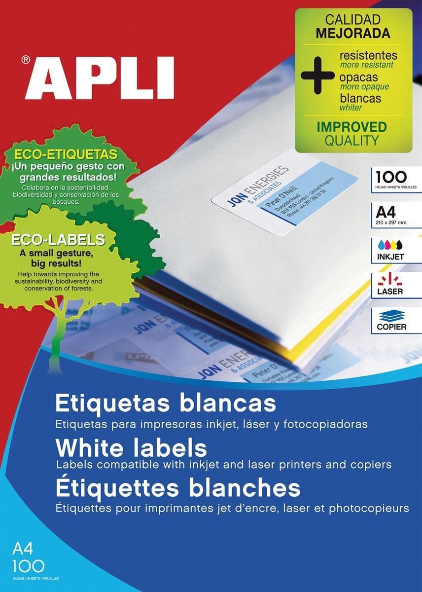 Apli 01290 witte etiketten - 100x12 stuks - formaat 70x67,7mm - rechte hoeken