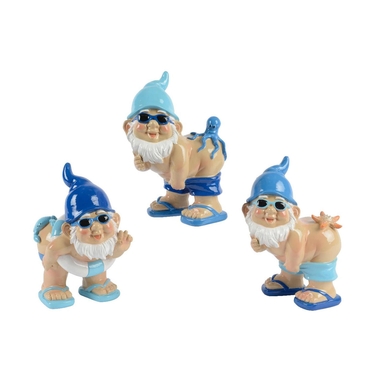 Decoris figuur gnoom zomer polyresin 12x10x18cm 3 assorti