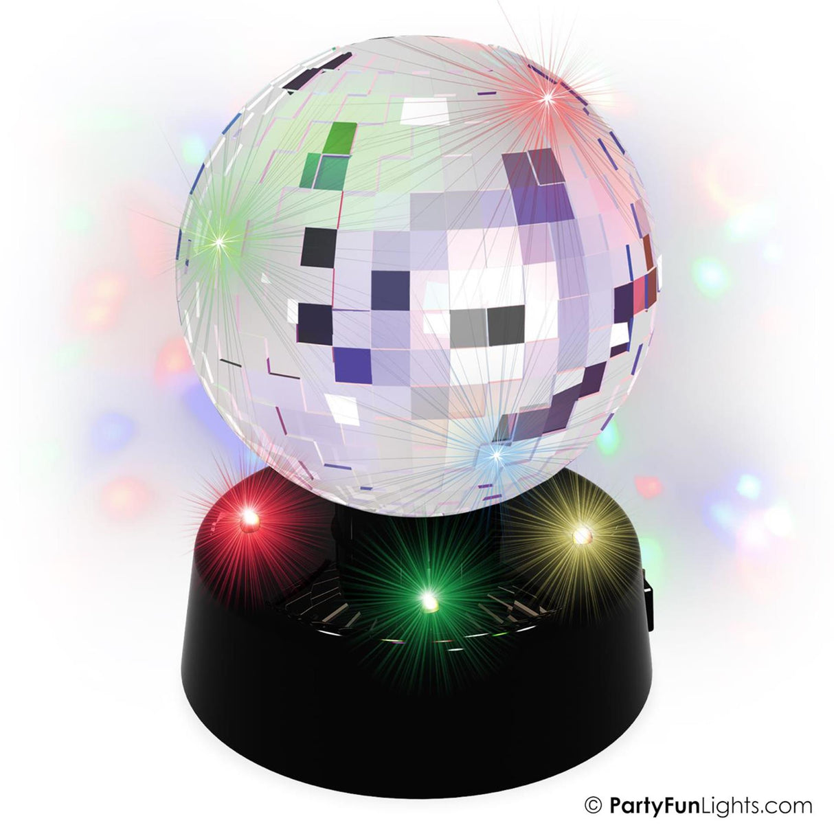 Partyfun lights partyfunlights - discolamp met spiegelbol - werkt op usb én batterijen - multi-color led - roterend