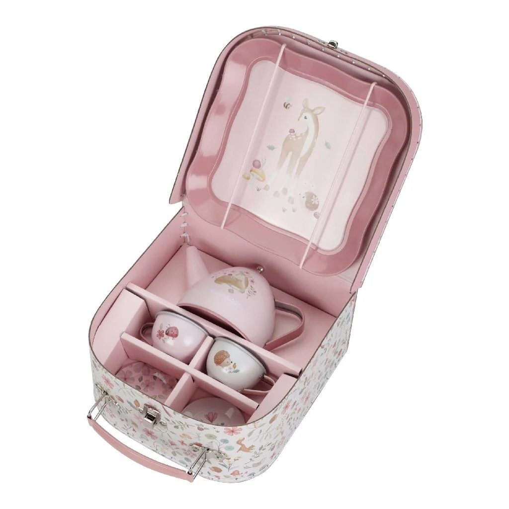 Rubo toys little dutch fairy garden tinnen theeservies in koffer