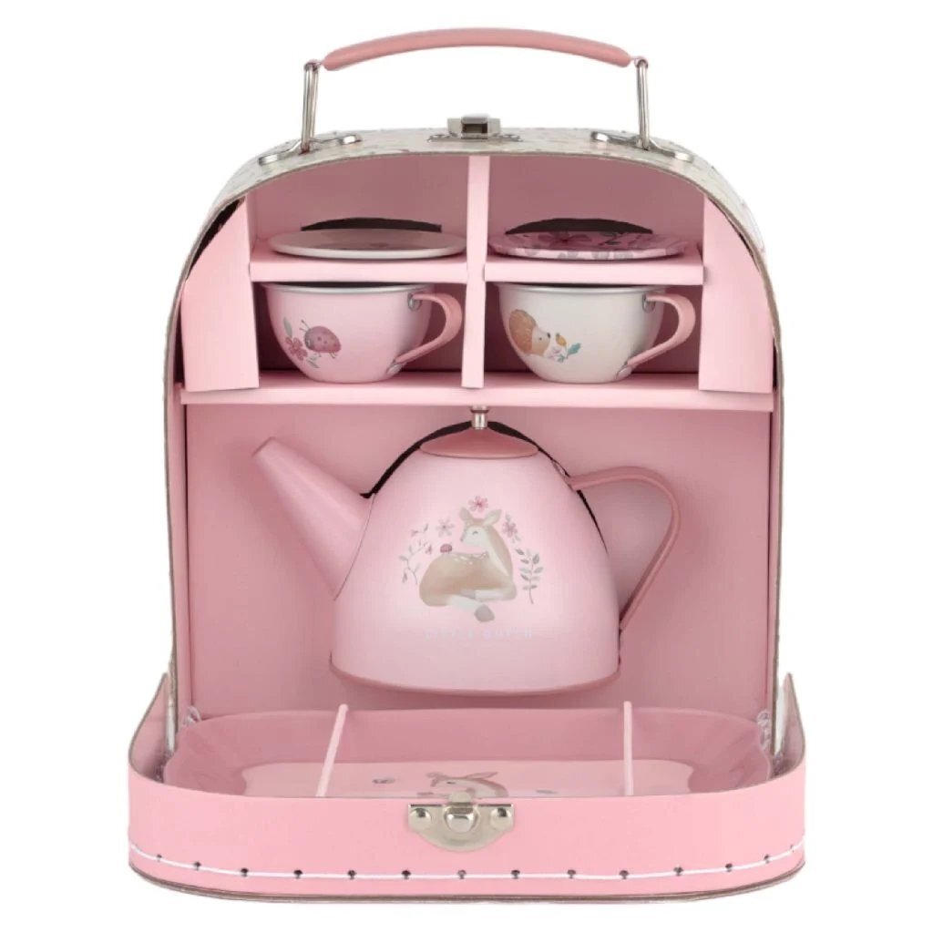 Rubo toys little dutch fairy garden tinnen theeservies in koffer