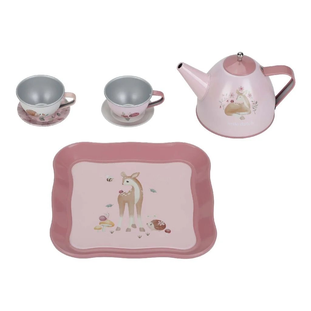Rubo toys little dutch fairy garden tinnen theeservies in koffer
