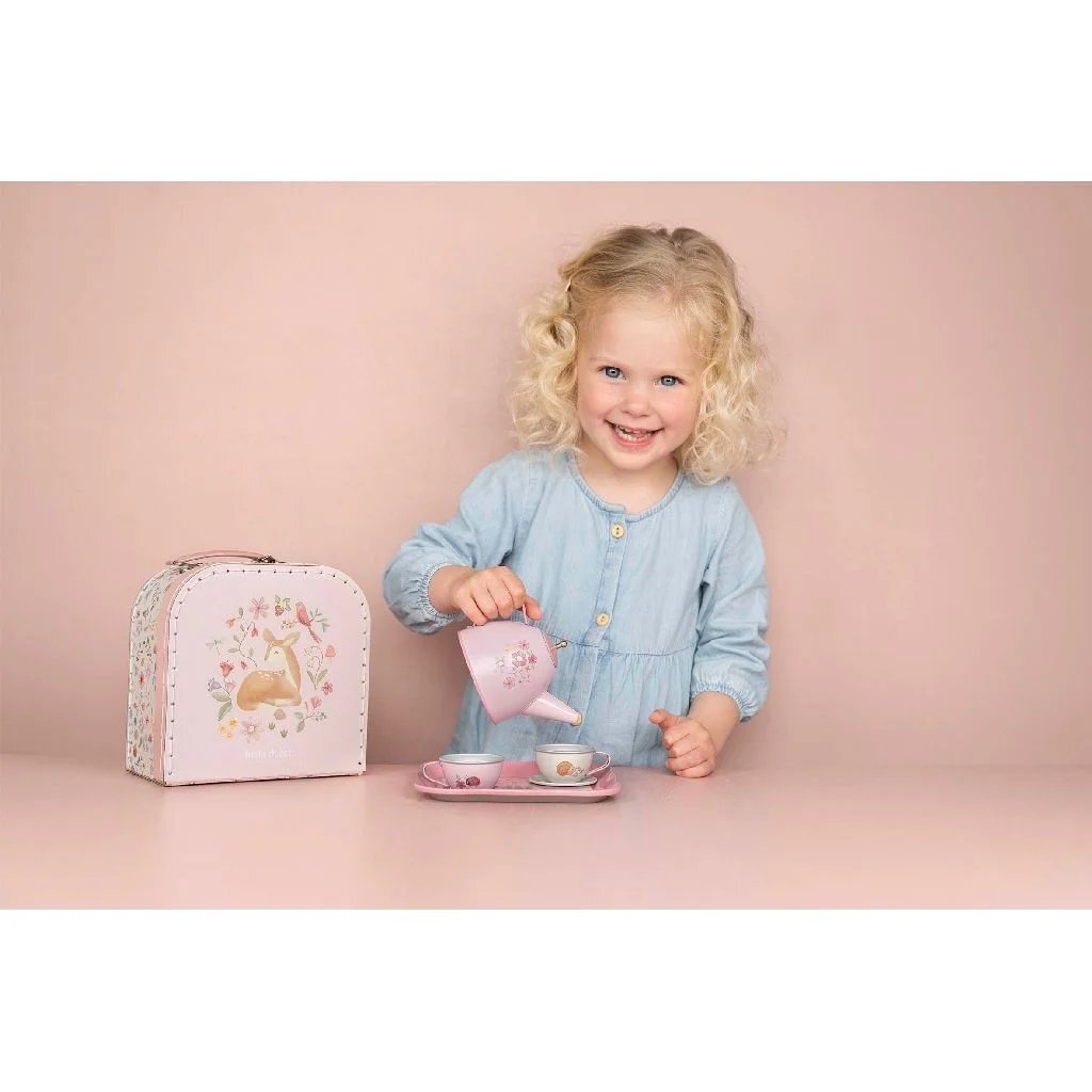 Rubo toys little dutch fairy garden tinnen theeservies in koffer
