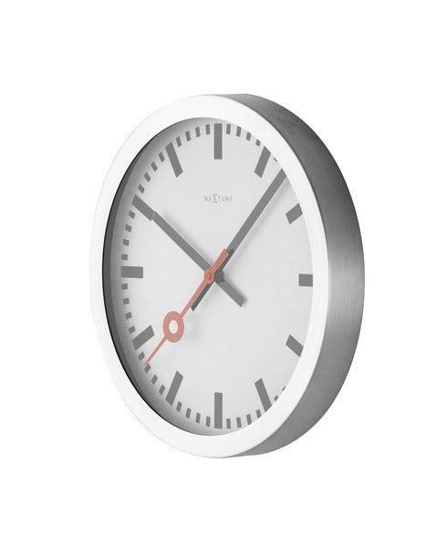 Nextime ne-3998st wandklok dia. 19 cm, geborsteld aluminium, 'station'