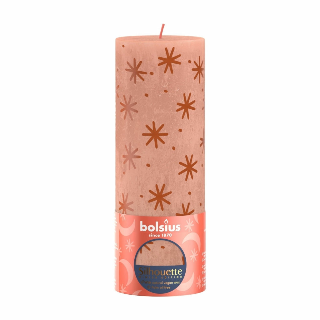 Bolsius stompkaars creamy caramel + print 19x6.8 cm