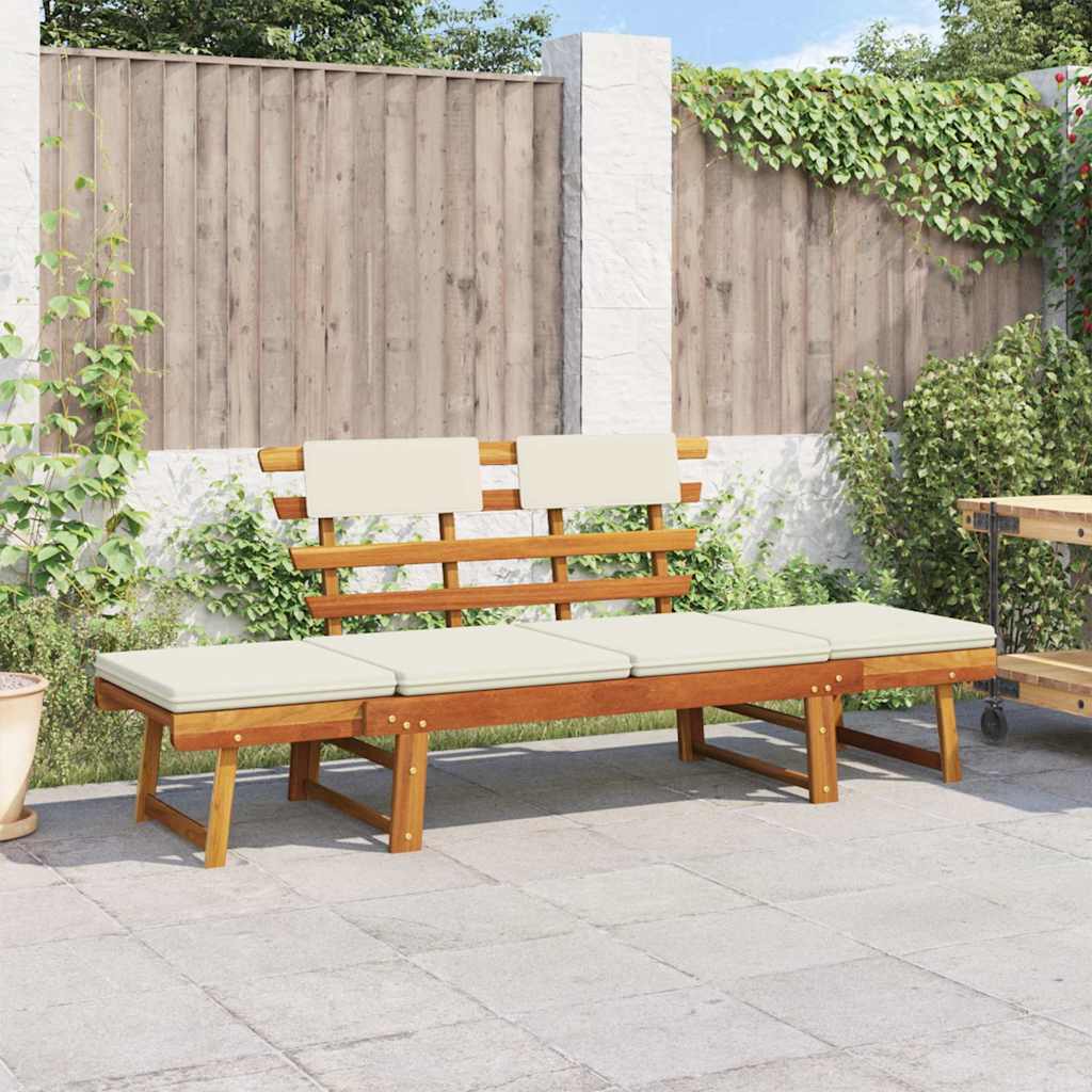 Vidaxl tuinbank met kussens 2-in-1 190 cm massief acaciahout