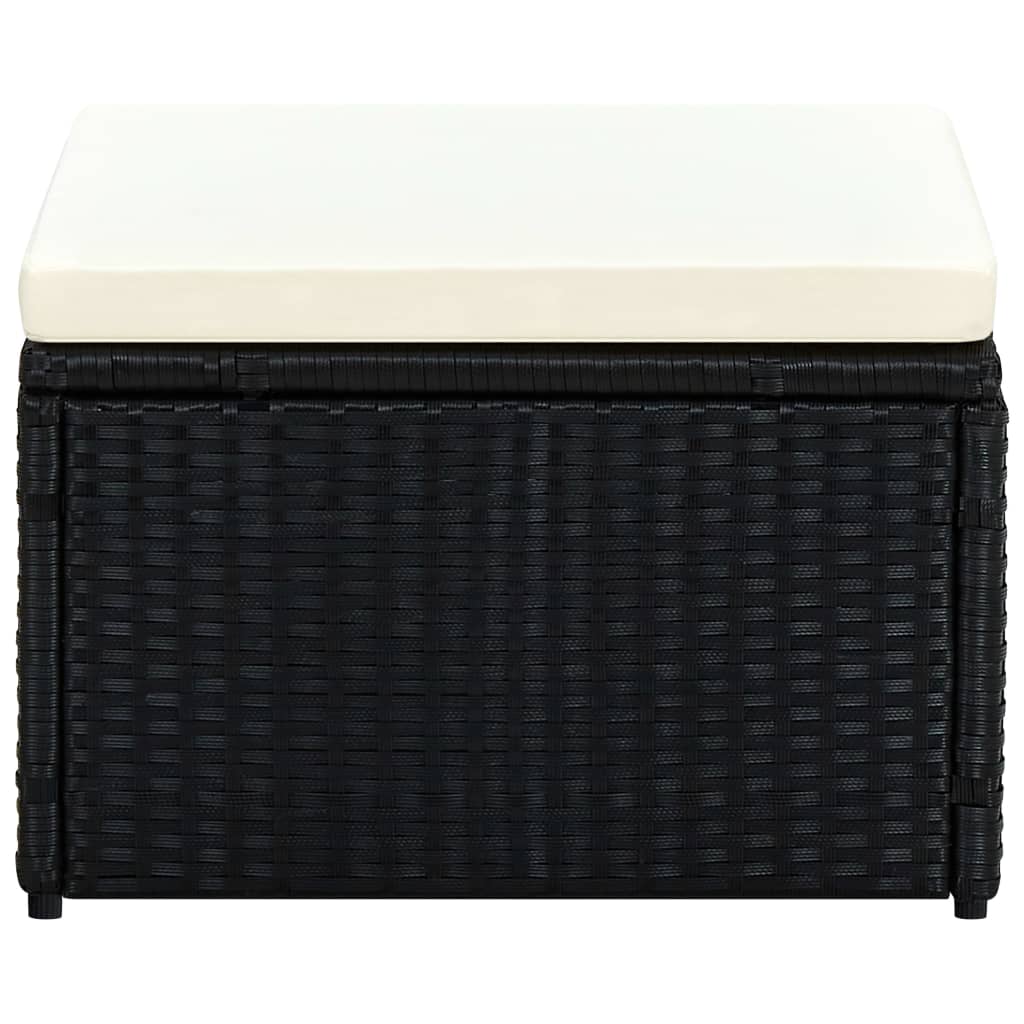 Vidaxl voetenbank poef zwart 53x53x30 cm poly rattan