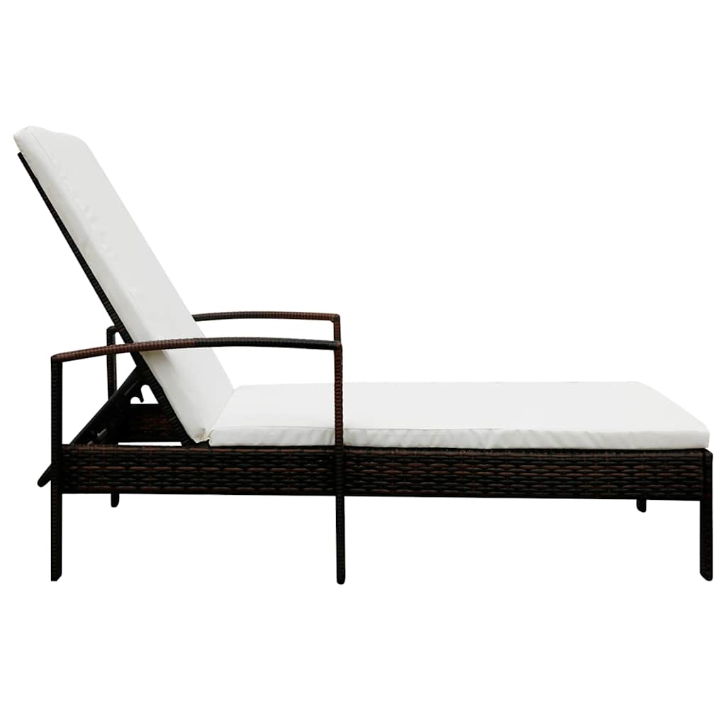 Vidaxl ligbed met kussen poly rattan bruin