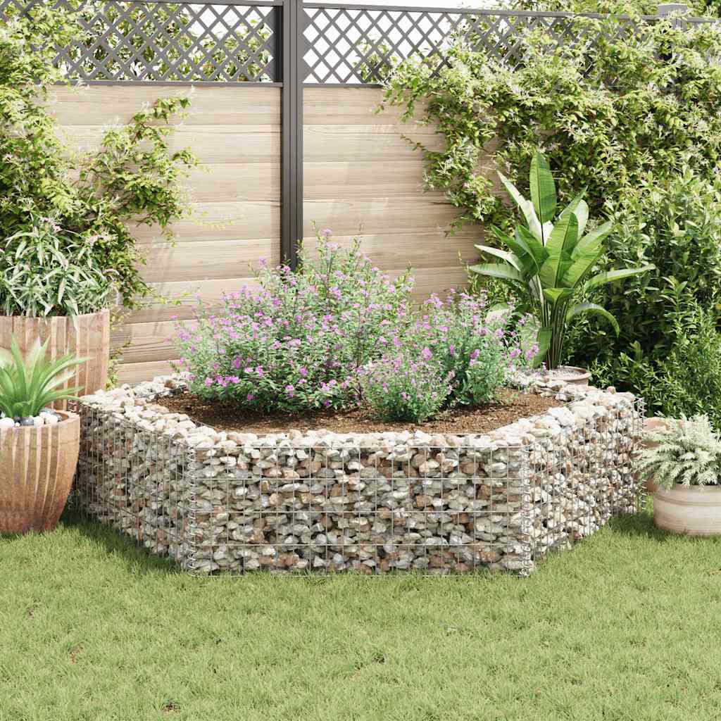Vidaxl gabion plantenbak verhoogd zeshoekig 200x173x40 cm