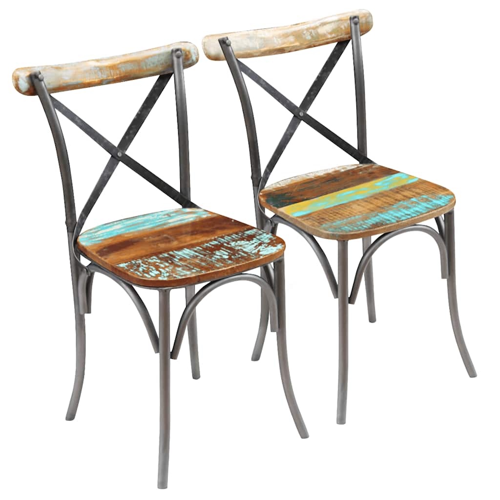 Vidaxl eetkamerstoelen 2 st massief gerecycled hout