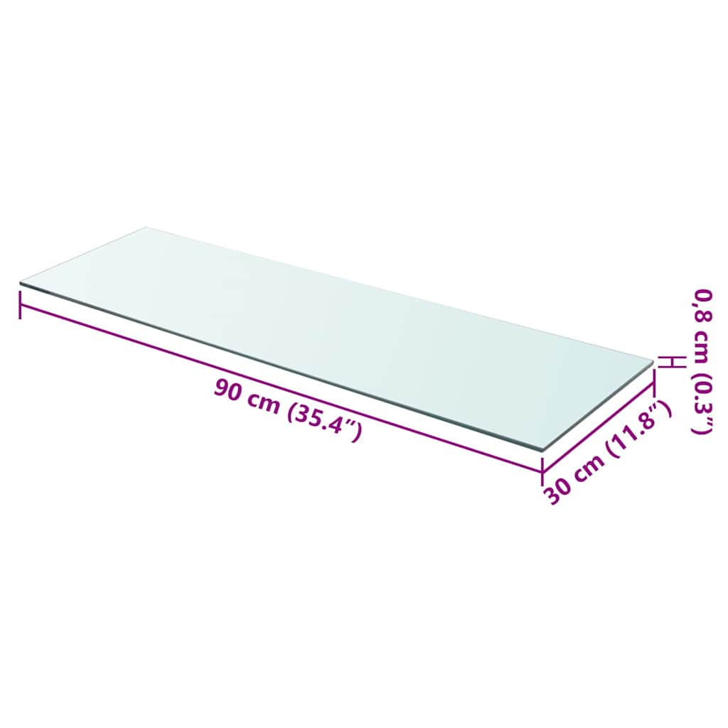 Vidaxl wandschap transparant 90x30 cm glas