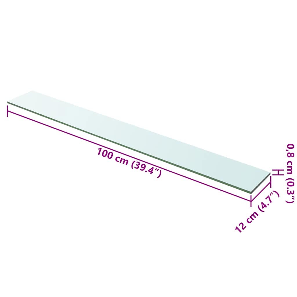 Vidaxl wandschap transparant 100x12 cm glas