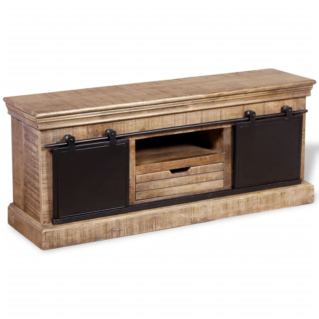 Vidaxl tv-meubel met 2 schuifdeuren 110x30x45 cm massief mangohout