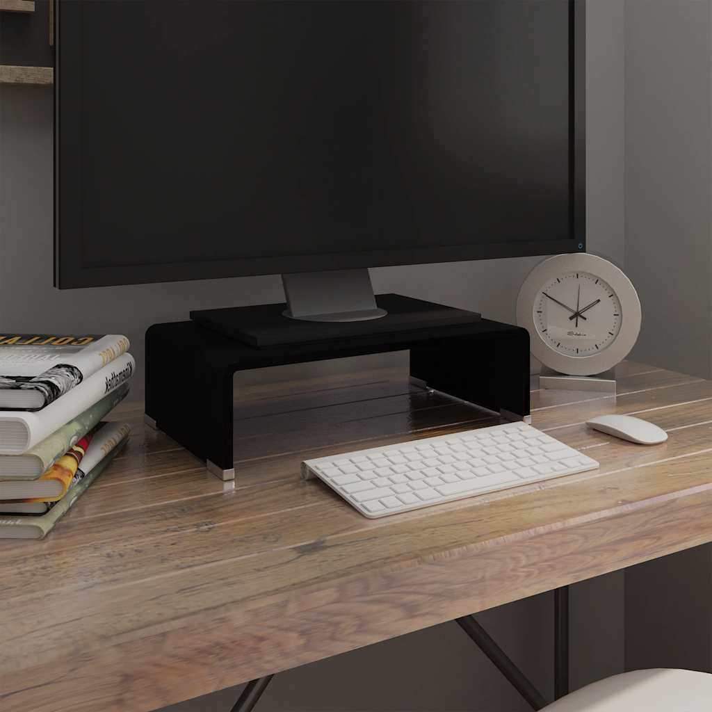 Vidaxl tv-meubel monitorverhoger zwart 40x25x11 cm glas