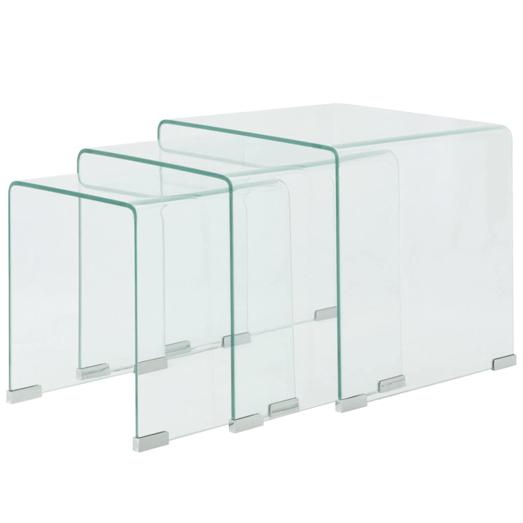 Vidaxl bijzettafel set 3-dlg transparant gehard glas