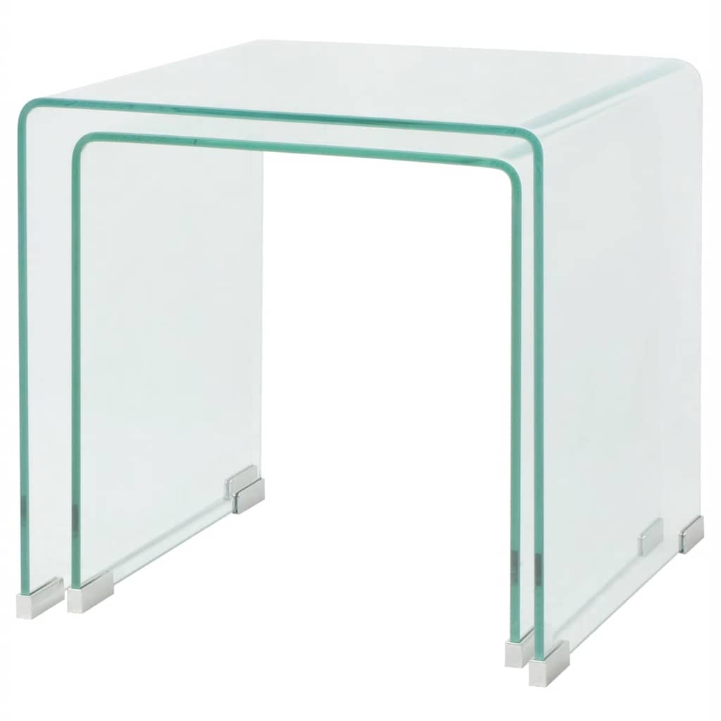 Vidaxl bijzettafel set 2-dlg transparant gehard glas