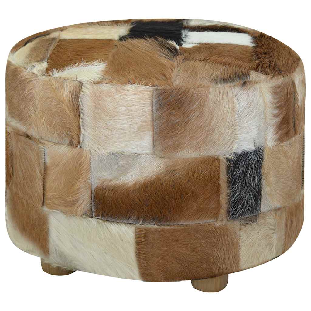 Vidaxl poef rond 50x50x45 cm geitenleer