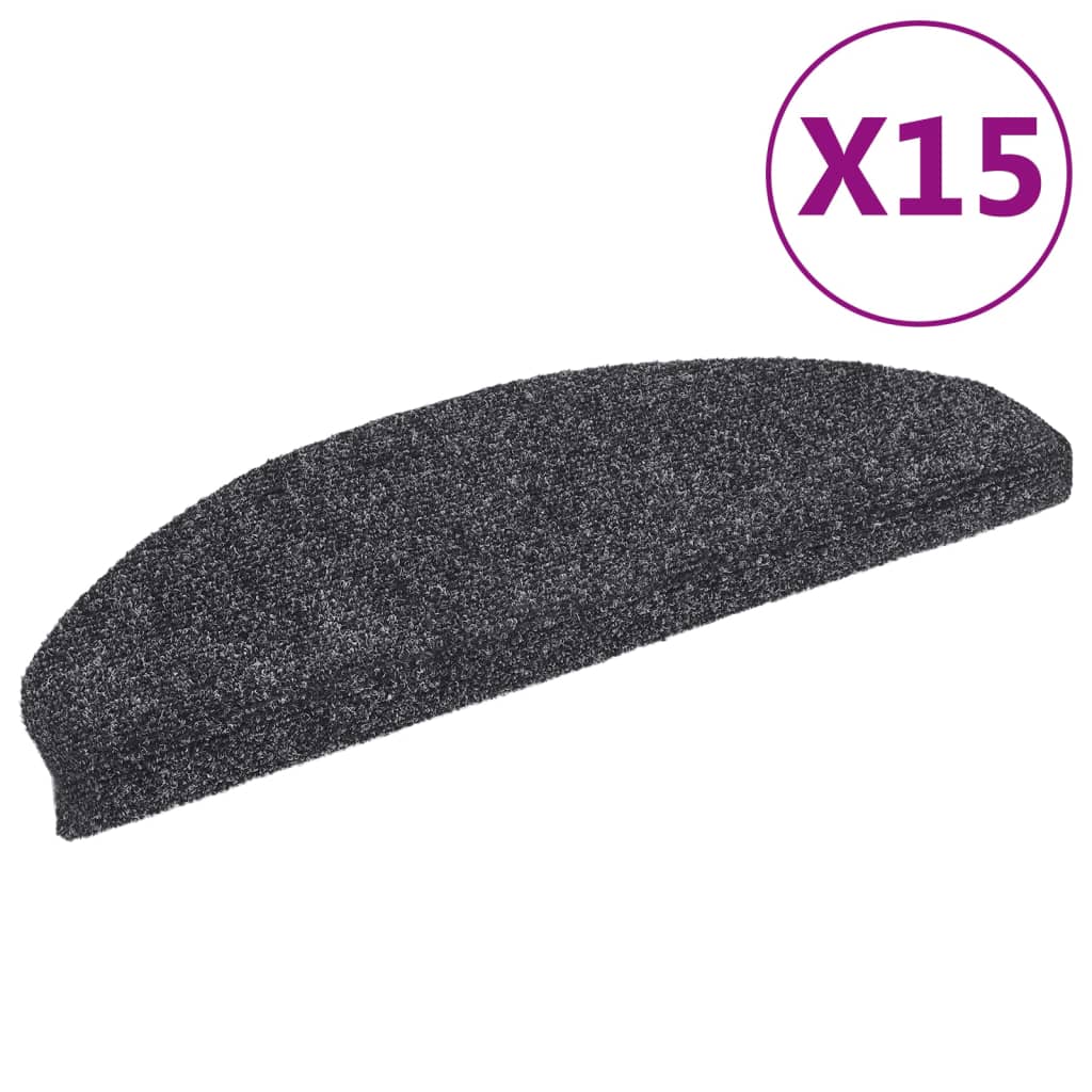 Vidaxl trapmatten zelfklevend 15 stuks 65x21x4 cm donkergrijs halfrond groot