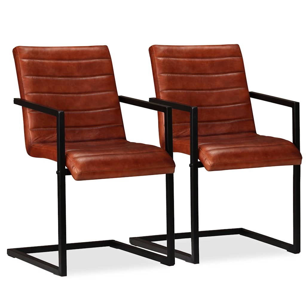Vidaxl eetkamerstoelen 2 st echt leer bruin
