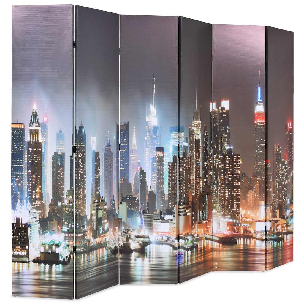 Vidaxl kamerscherm inklapbaar new york bij nacht 228x170 cm