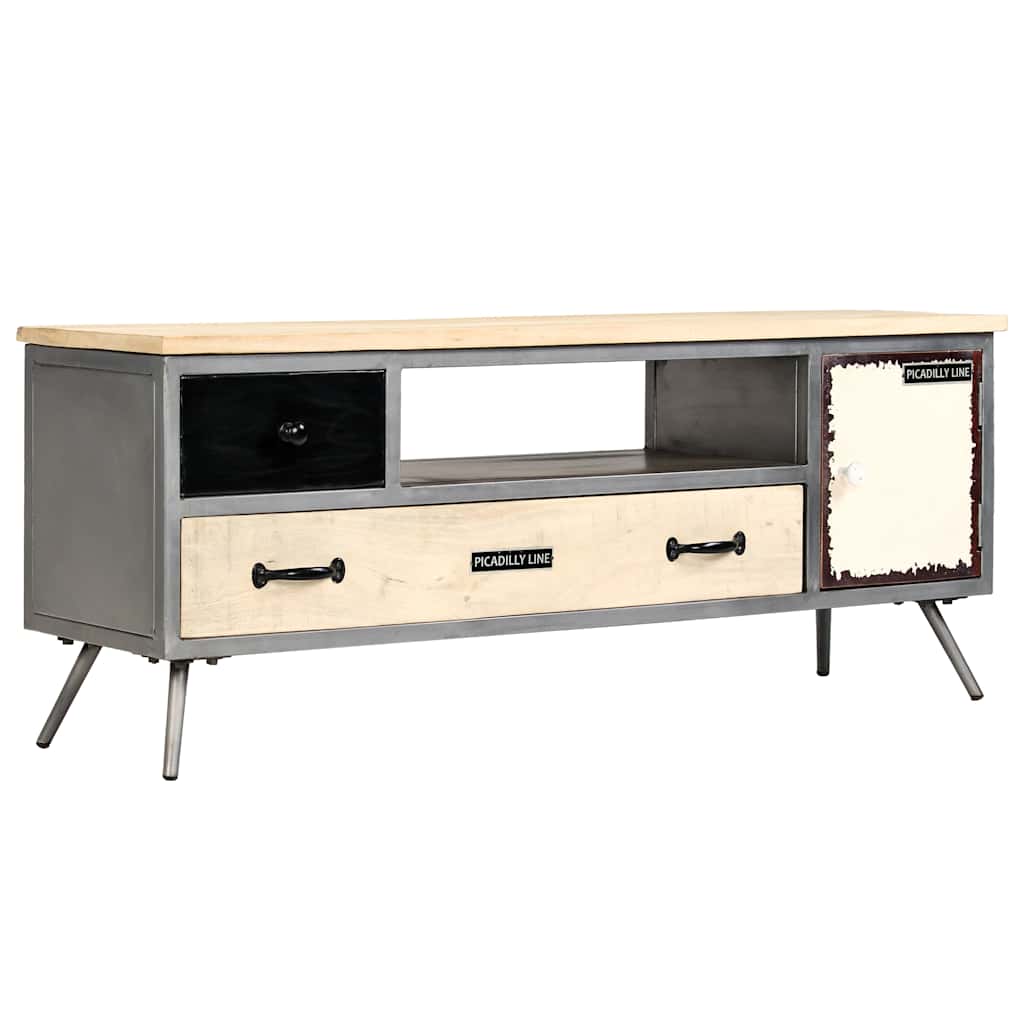 Vidaxl tv-meubel 120x30x45 cm massief mangohout en staal