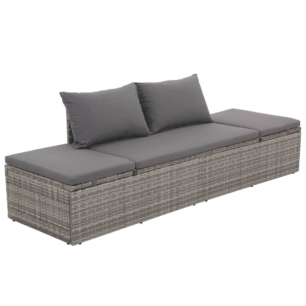Vidaxl tuinbed 195x60 cm poly rattan grijs