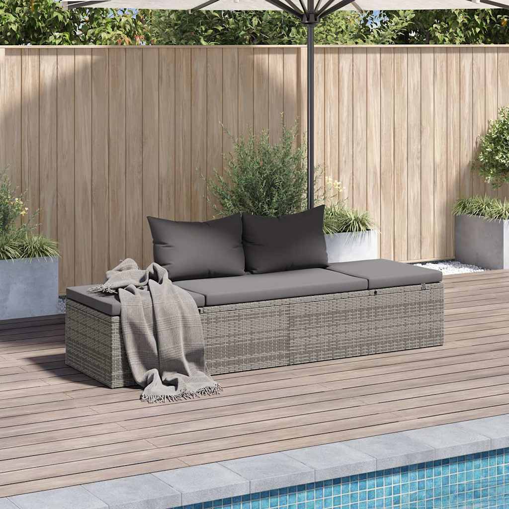 Vidaxl tuinbed 195x60 cm poly rattan grijs