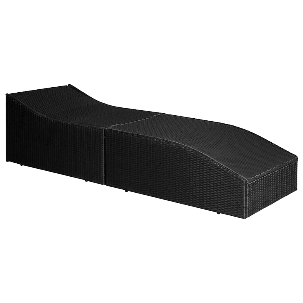 Vidaxl ligbed met kussen poly rattan zwart