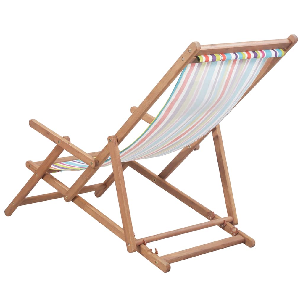 Vidaxl strandstoel inklapbaar stof en houten frame meerkleurig