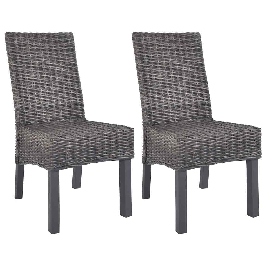 Vidaxl eetkamerstoelen 2 st kubu rattan en mahoniehout bruin