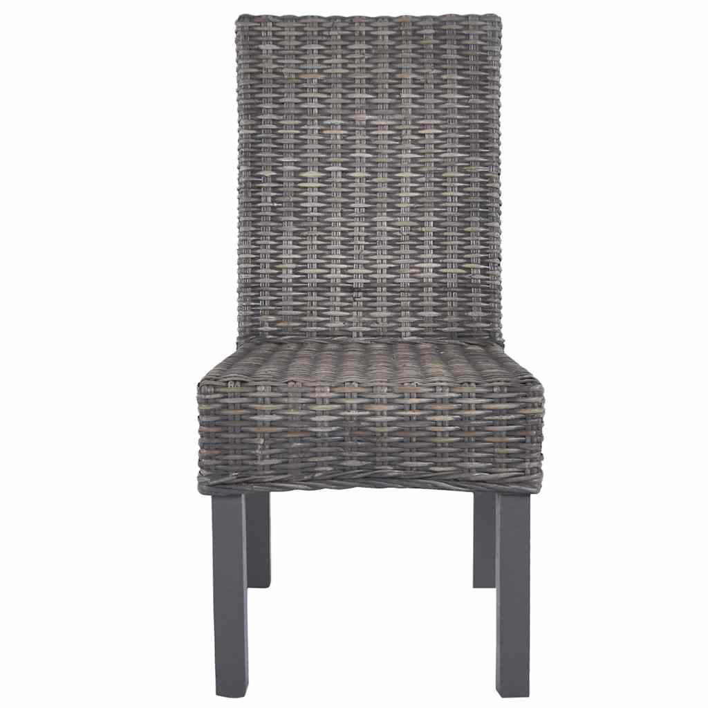 Vidaxl eetkamerstoelen 2 st kubu rattan en mahoniehout bruin
