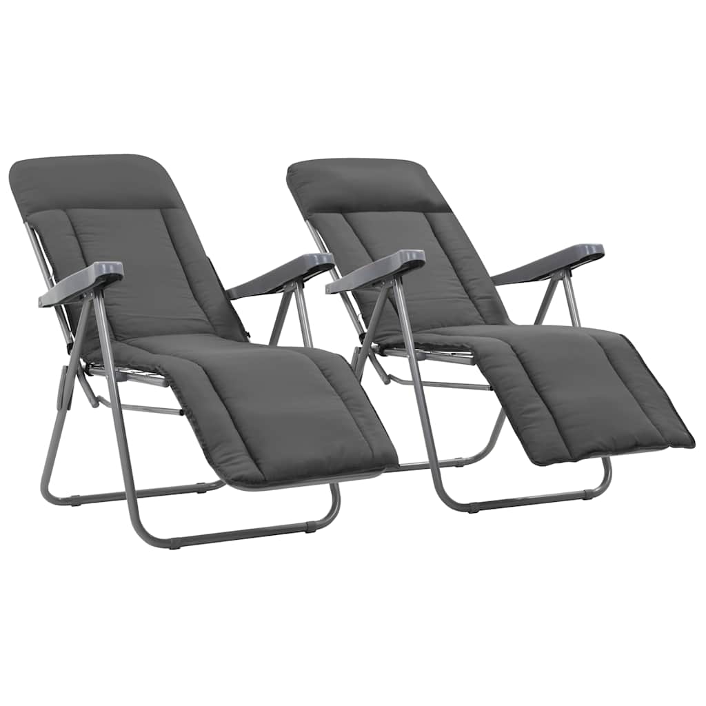 Vidaxl tuinstoelen met kussen inklapbaar 2 st grijs