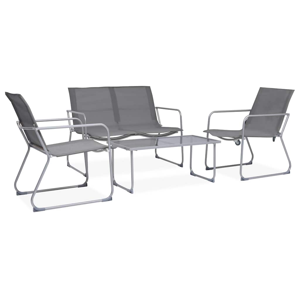 Vidaxl 4-delige loungeset stof en staal grijs
