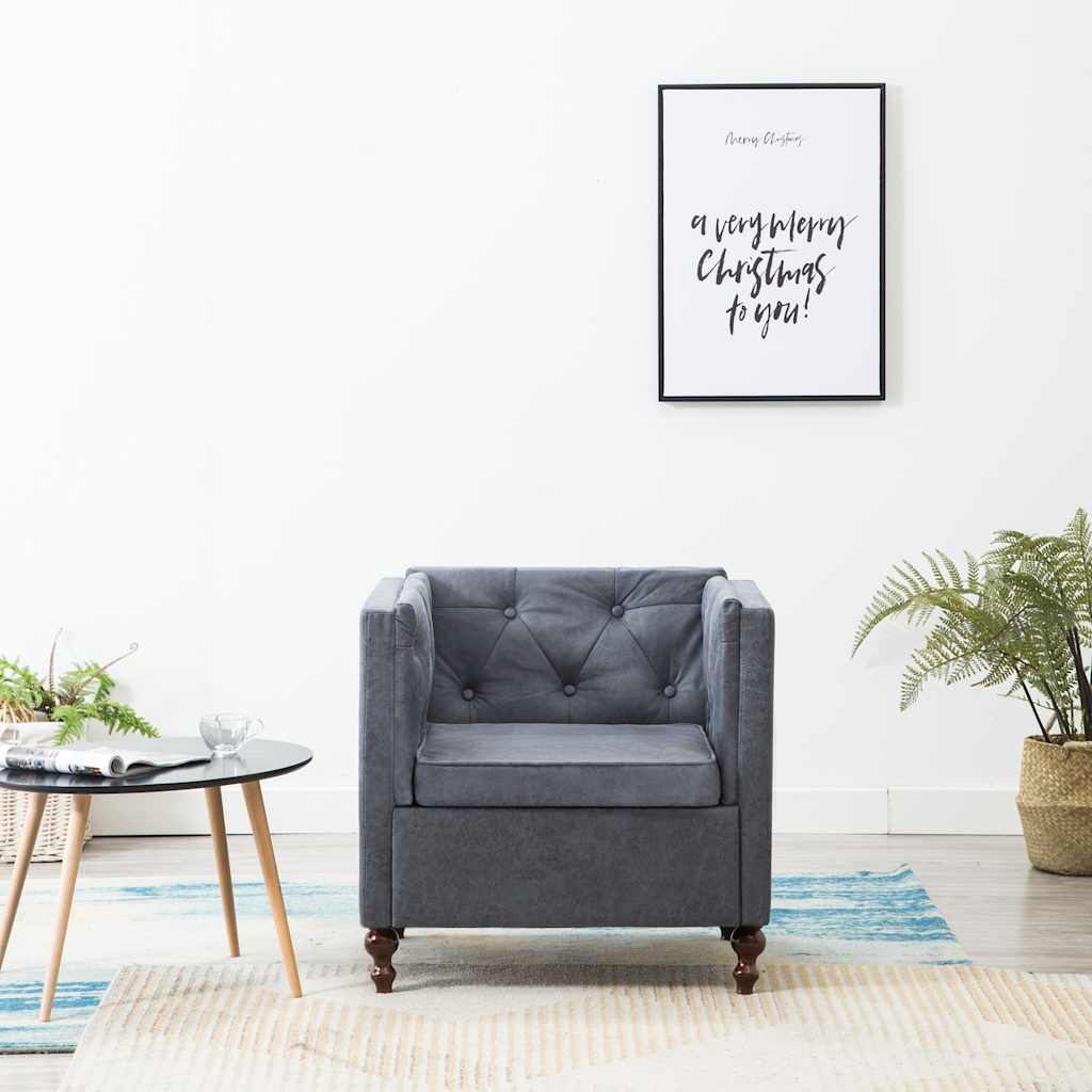Vidaxl fauteuil stof grijs