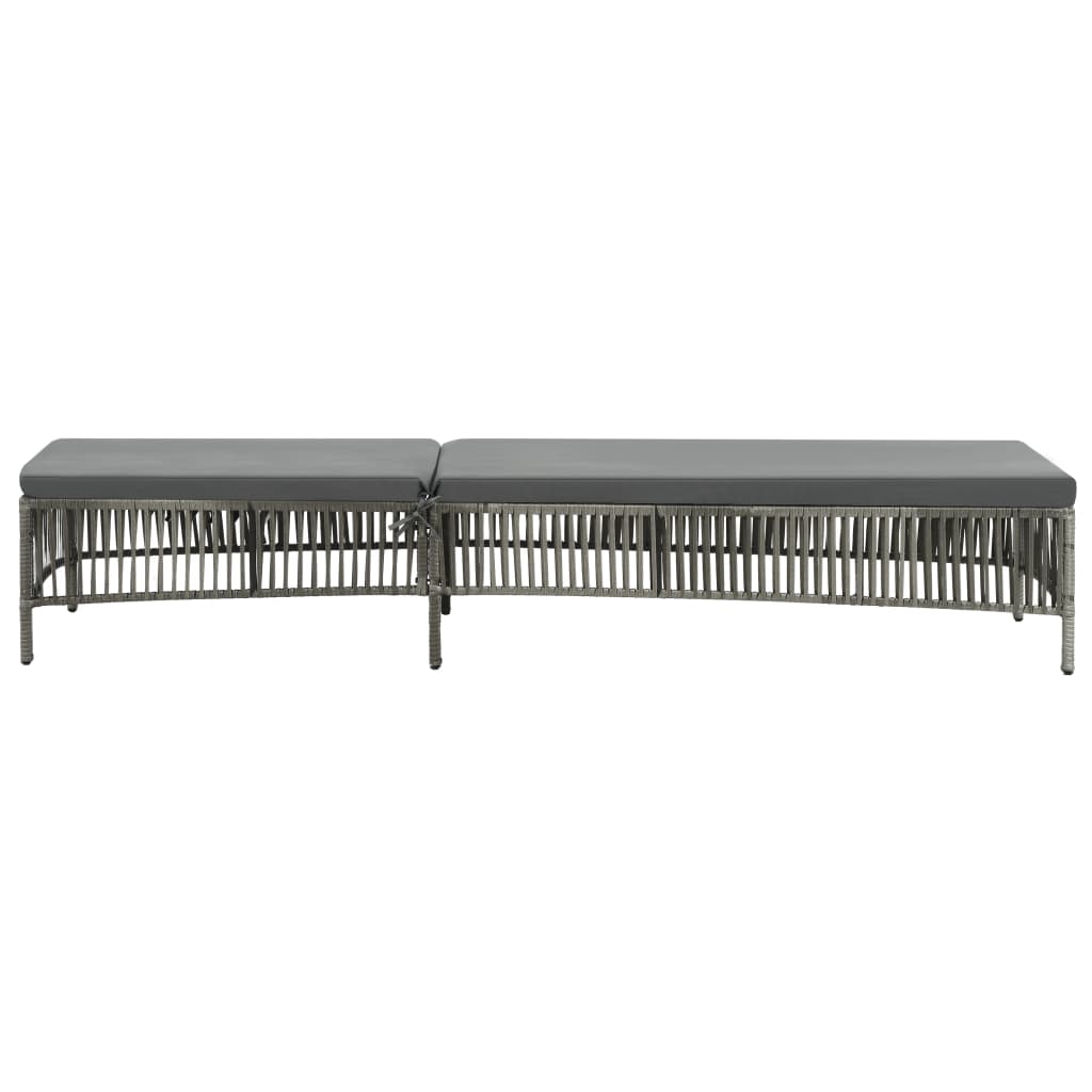 Vidaxl ligbed met kussen poly rattan grijs