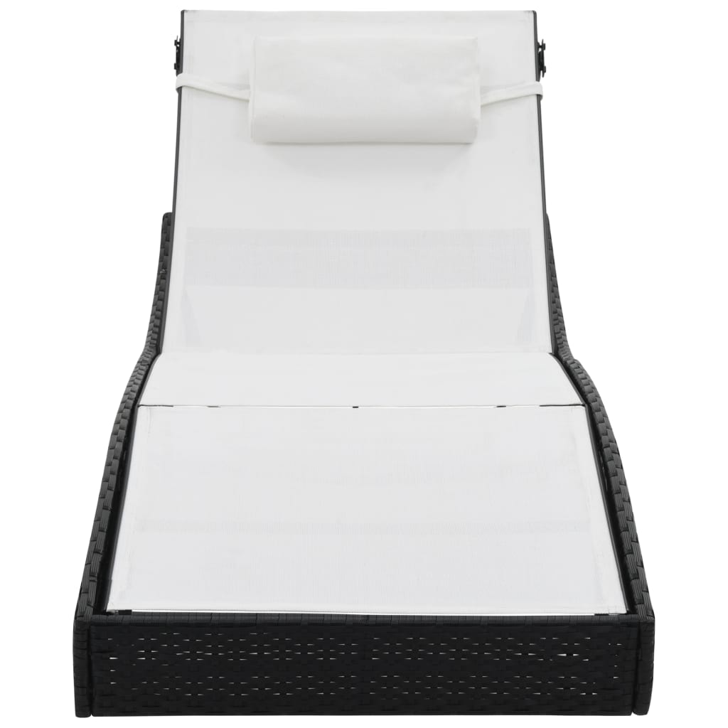 Vidaxl ligbed met kussen poly rattan zwart