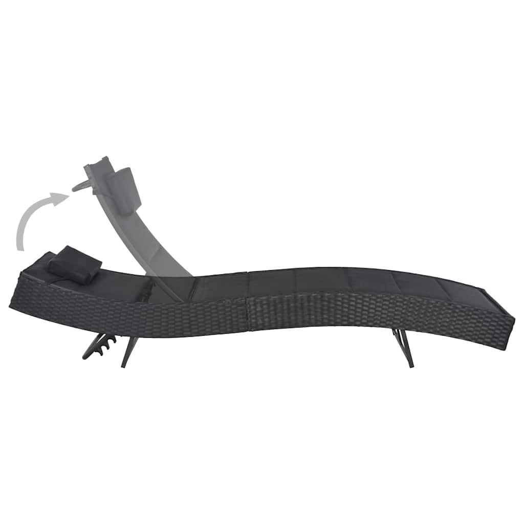 Vidaxl ligbed poly rattan en textileen zwart