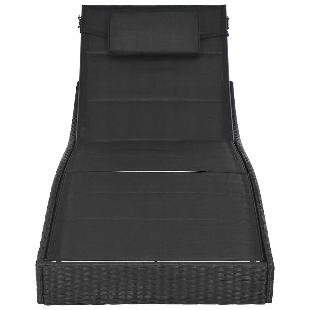 Vidaxl ligbed poly rattan en textileen zwart
