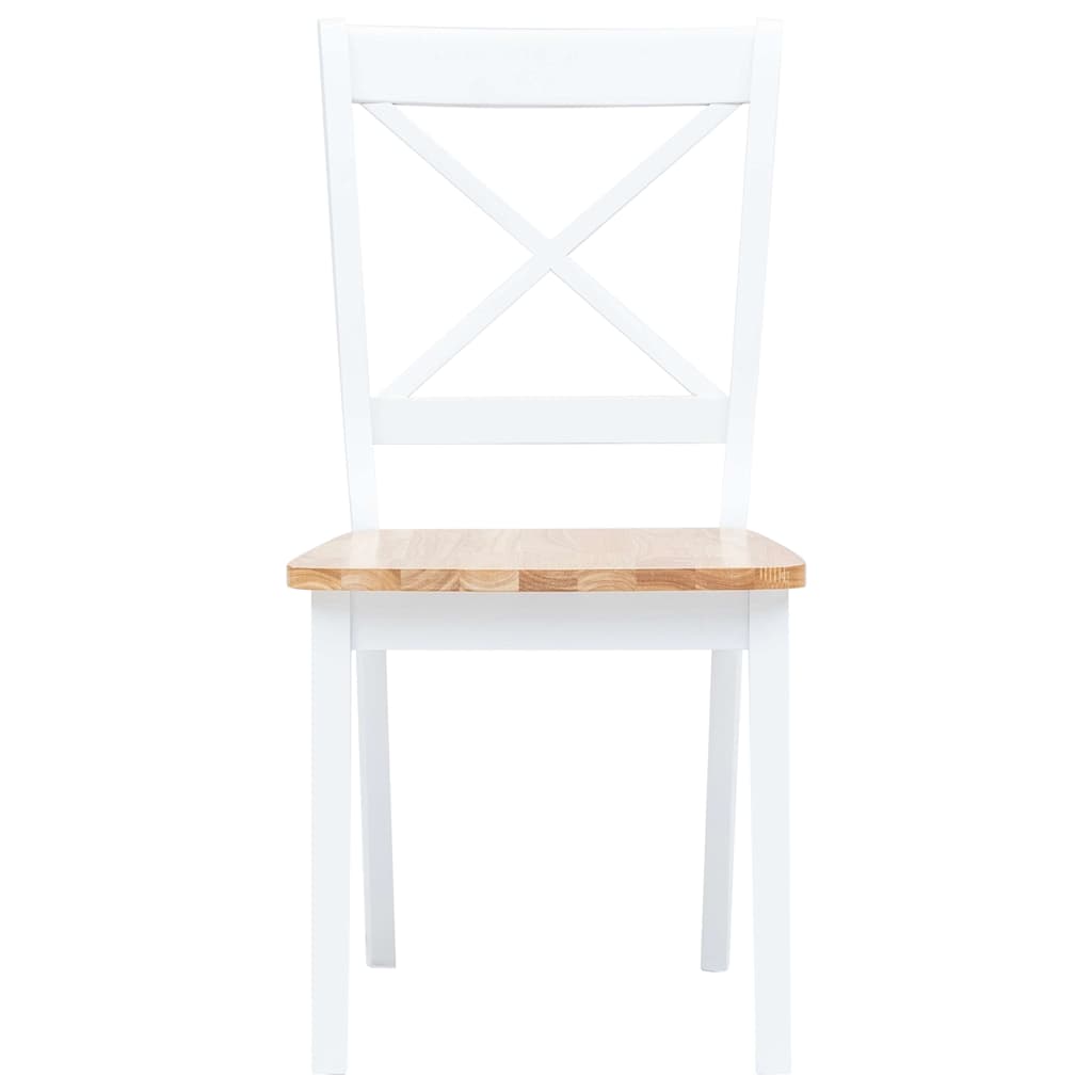 Vidaxl eetkamerstoelen 2 st massief rubberwood naturel en wit