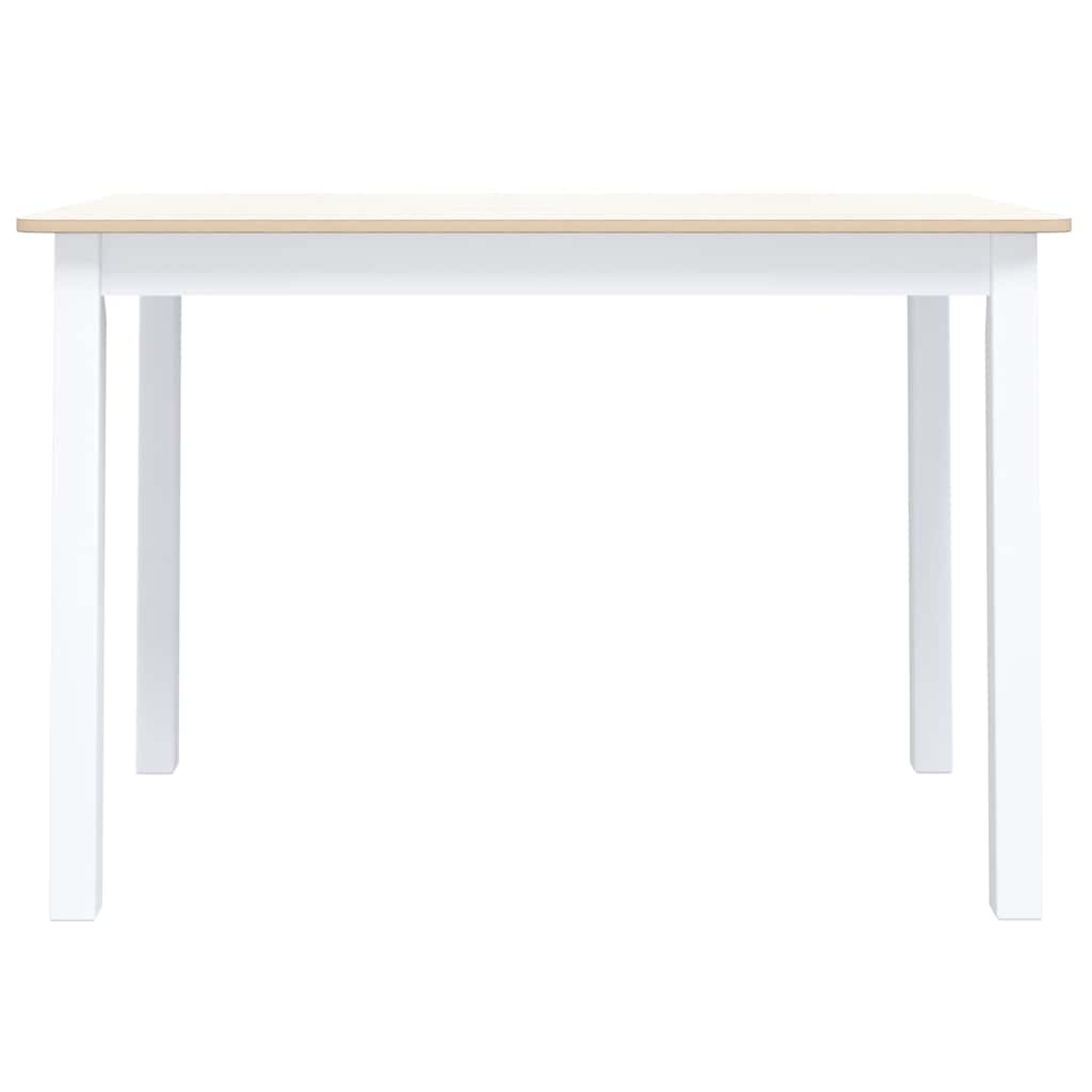 Vidaxl eettafel 114x71x75 cm massief rubberwood wit en bruin