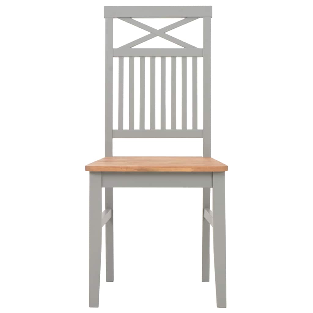 Vidaxl eetkamerstoelen 2 st massief eikenhout grijs