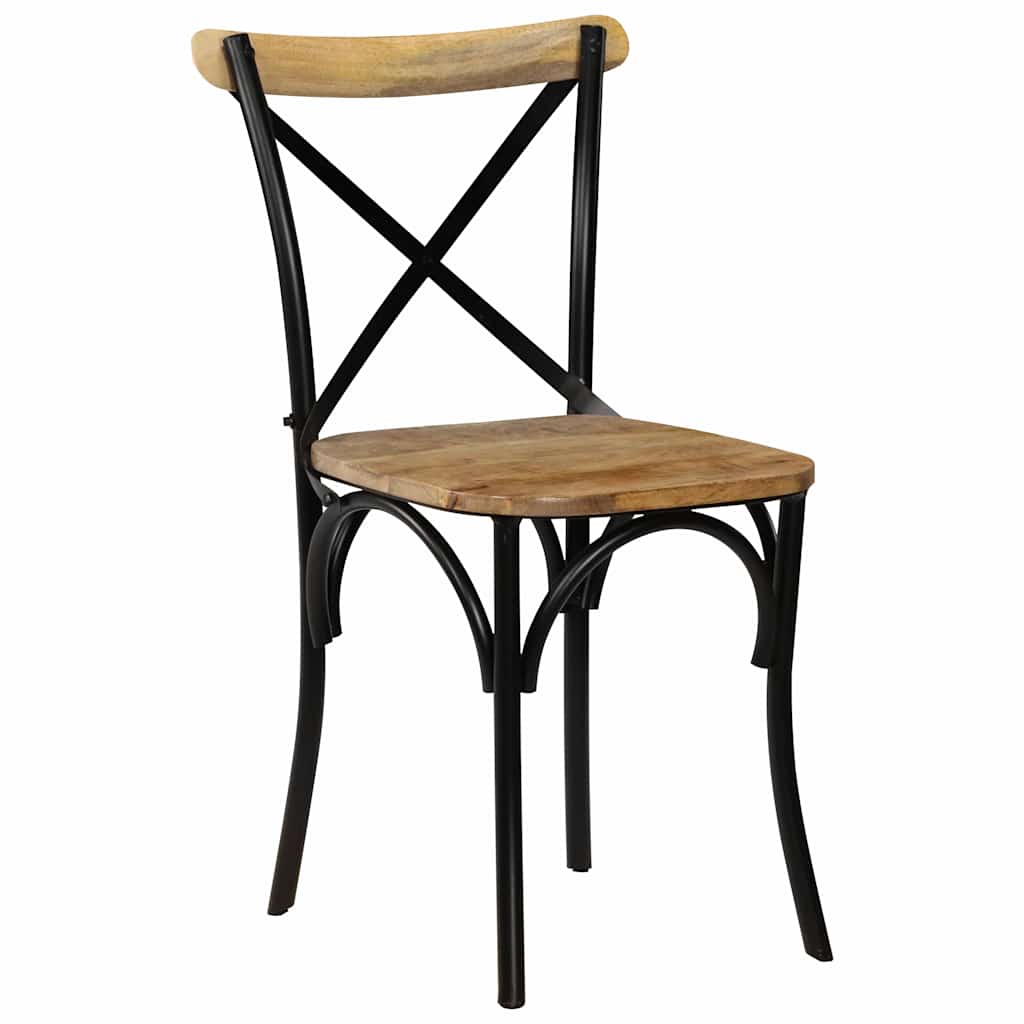 Vidaxl kruisstoelen 2 st massief mangohout zwart