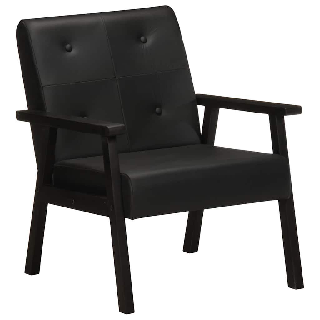 Vidaxl fauteuil echt leer zwart