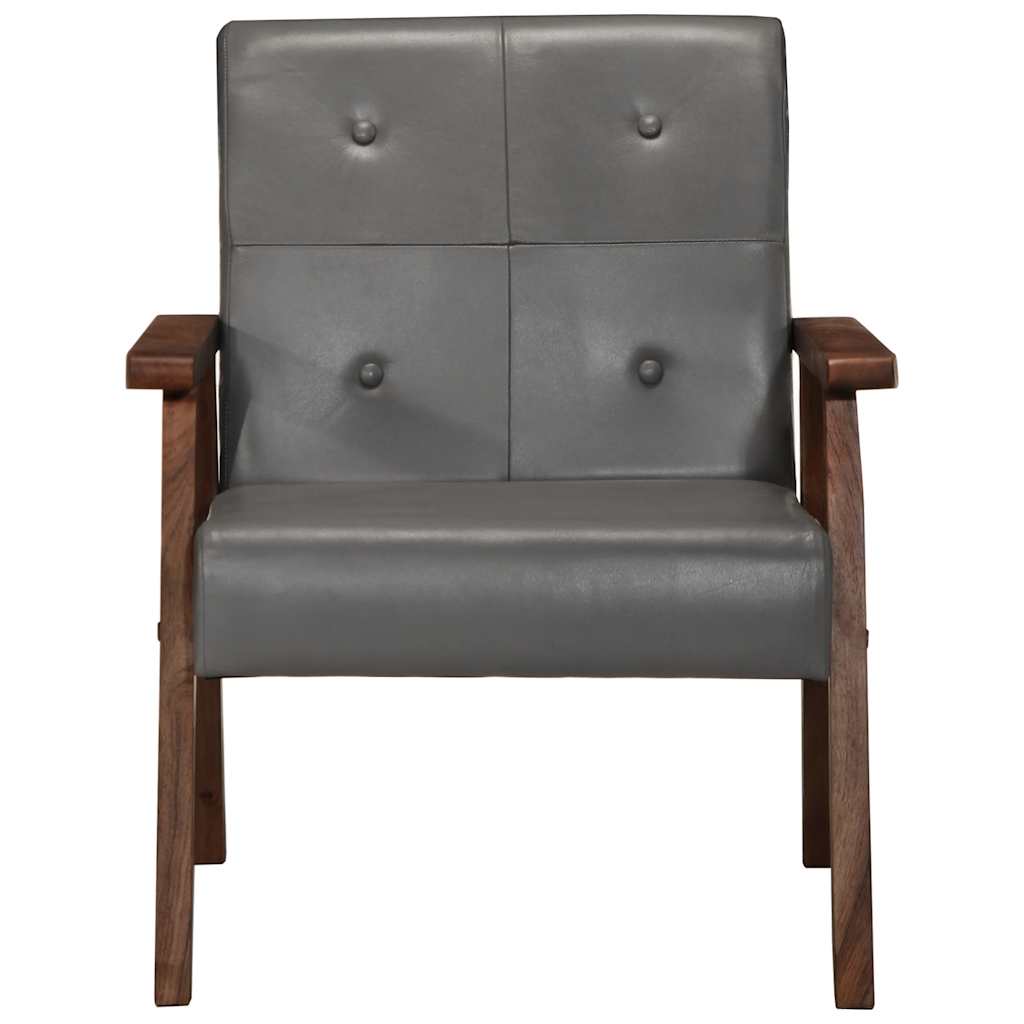 Vidaxl fauteuil echt leer grijs