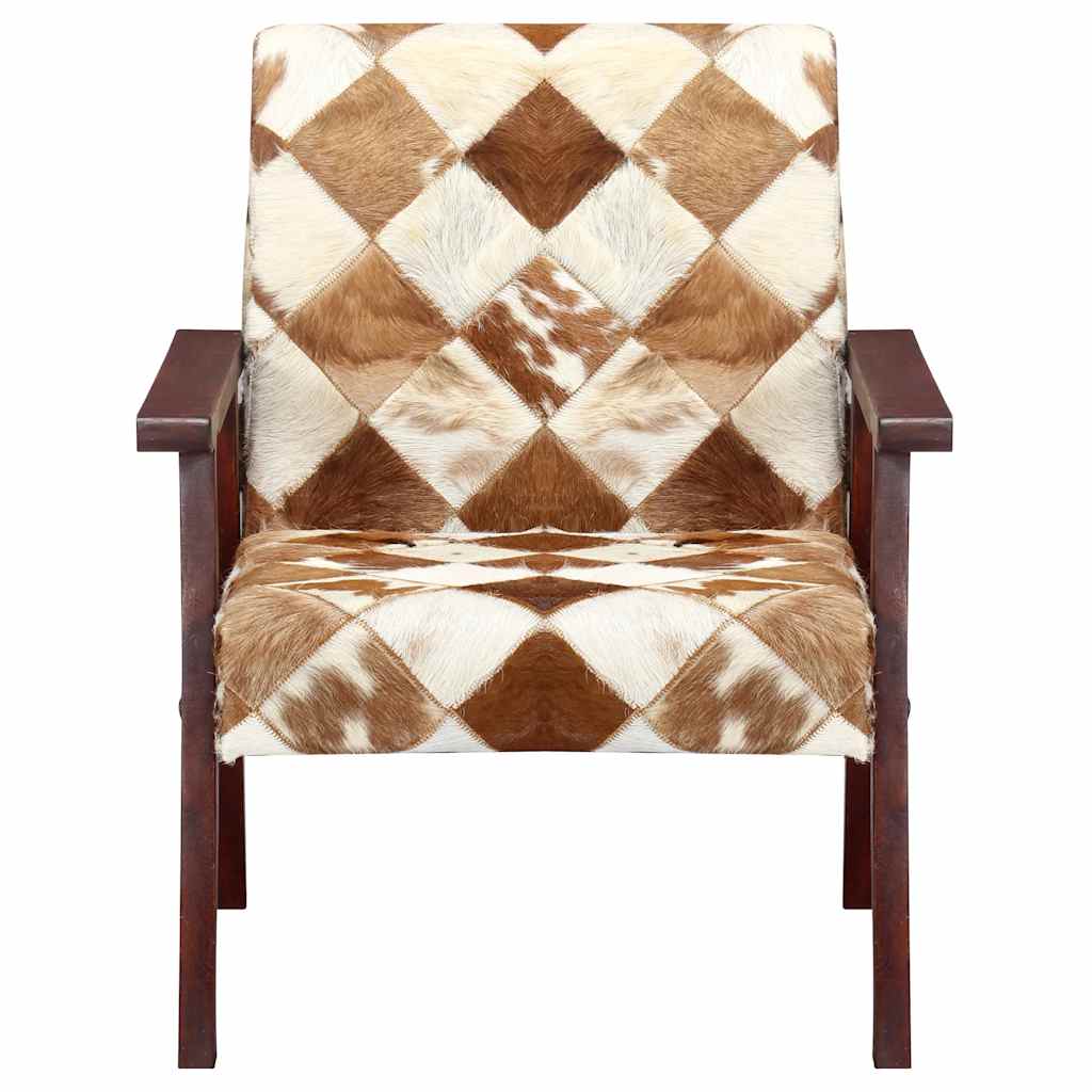 Vidaxl fauteuil echt geitenleer wit en bruin